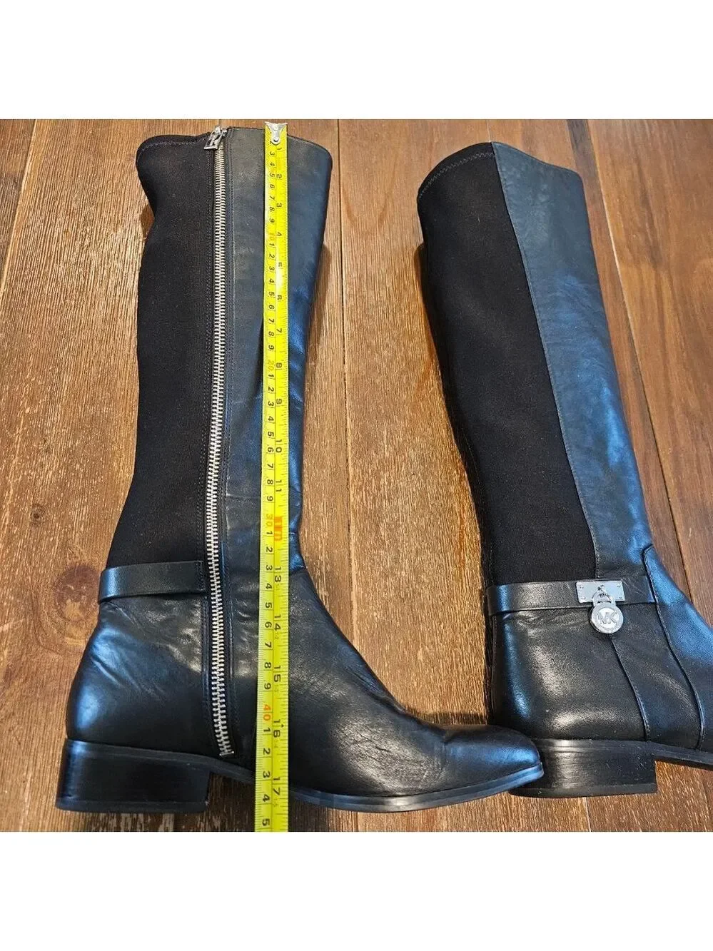 Women's Michael Kors Leather Hamilton Collection Black Knee-High Riding Boots 7